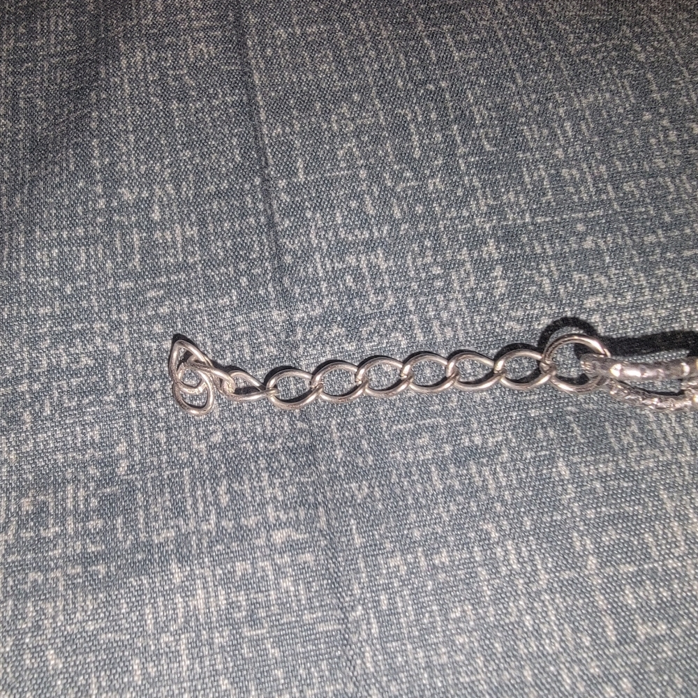 Misses faux Silver and turquoise  cross charms dangle Bracelet cute adjustable - Picture 4 of 7